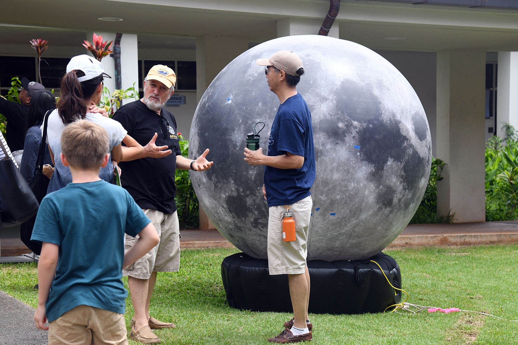 7 foot inflatable moon with Dr. Peter Mouginis giving a small lecture 