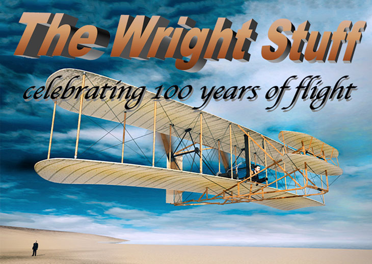 Wright Stuff poster with old airplane