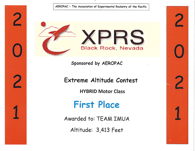 First place award in the Extreme Altitude Contest 