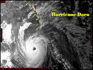 satellite image of hurricane in pacific ocean